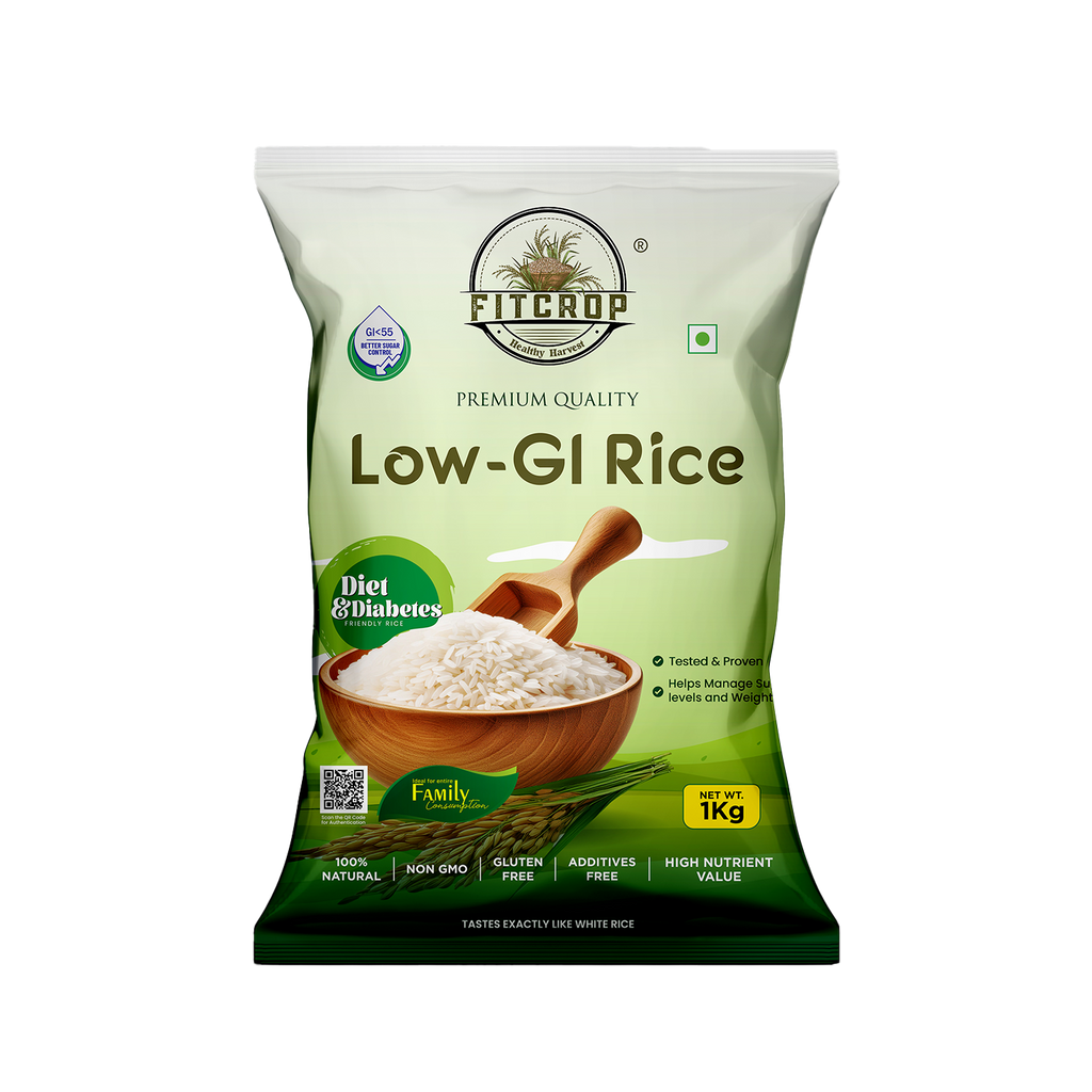 FitCrop Low GI Bio-Fortified Rice | High Zinc & Protein | NABL Certified GI Below 55 | Immunity-Boosting Diabetic Rice India