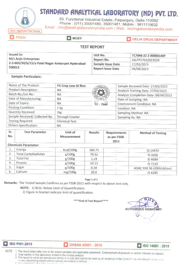 NABL Test Report – GI Index